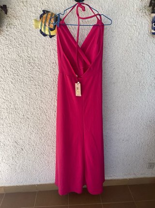 Vestido largo rosa halter