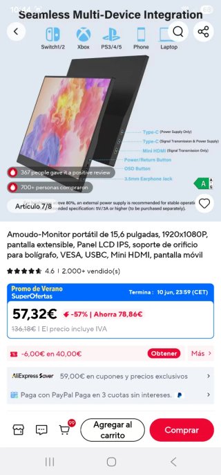 Monitor Portátil Gaming Negro