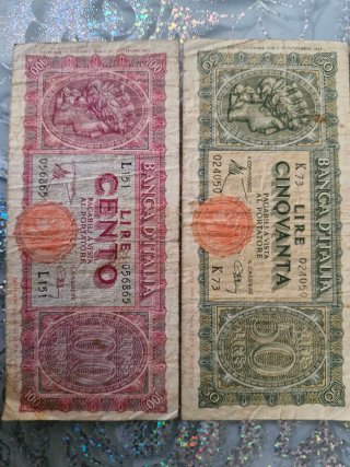 3 Banconote Storiche Italiane: 100, 50, 100 Lire