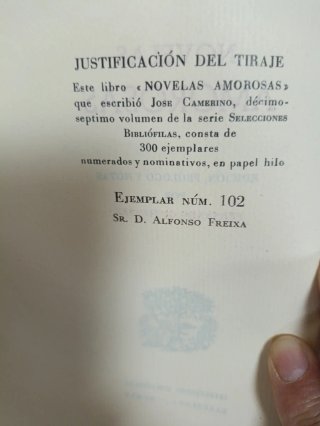 Novelas Amorosas , José Camerino Ed. numerada