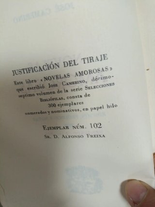 Novelas Amorosas , José Camerino Ed. numerada