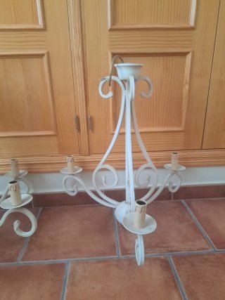 Lámpara de forja blanco roto (3 luces)