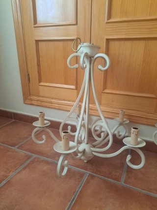 Lámpara de forja blanco roto (3 luces)