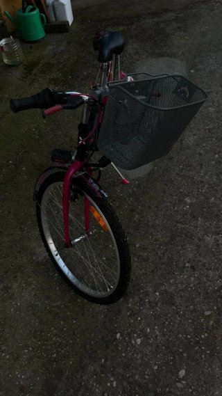 Bicicleta infantil negra y rosa
