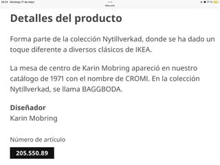 Mesa auxiliar Ikea Karin Mobring 1971
