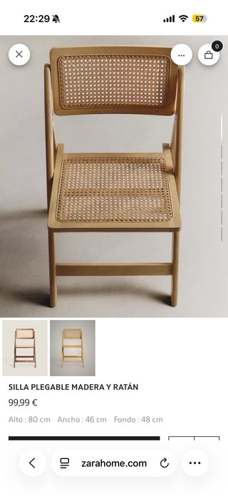 Silla Zara Home Ratán y Madera Plegable
