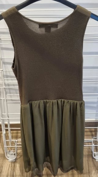 AMISU Vestito paillettes oro e verde S/36