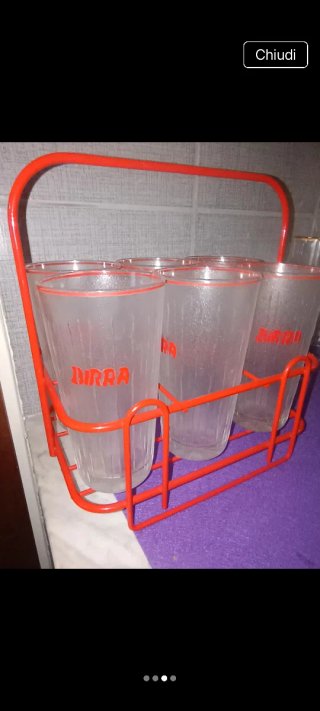 Set Bicchieri Birra Vintage Rosso Con cestello