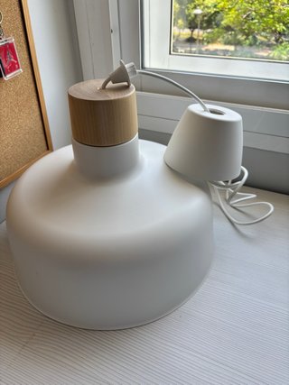 Lámpara colgante Ikea madera y blanco NUEVA!!!