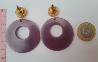Pendientes aro morados con detalles dorados