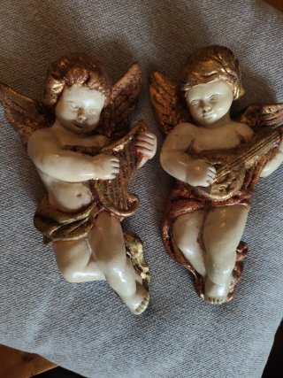 Lote 5 angelitos escayola decorativos