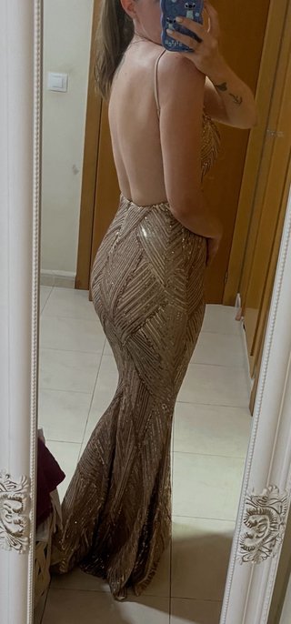 Vestido fiesta lentejuelas oro rosa