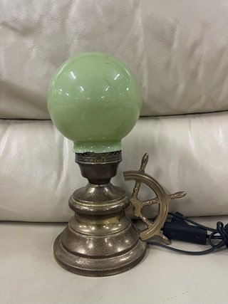 Lámpara Náutica Vintage Timón Cristal Verde