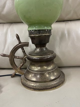 Lámpara Náutica Vintage Timón Cristal Verde