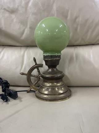 Lámpara Náutica Vintage Timón Cristal Verde