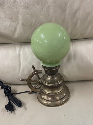 Lámpara Náutica Vintage Timón Cristal Verde
