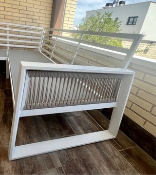 Mesa + 4 Sillas + Sofá Esquinero Exterior
