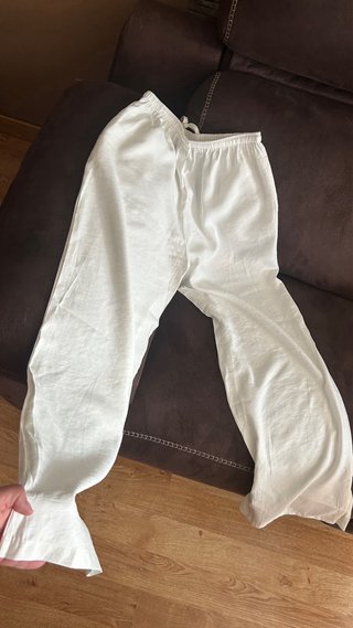 Pantalón liso ancho blanco