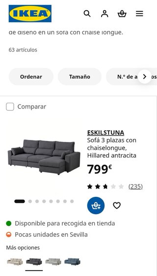 Sofá 3 plazas chaiselongue con arcón