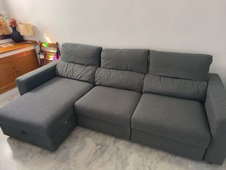 Sofá 3 plazas chaiselongue con arcón