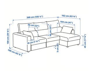 Sofá 3 plazas chaiselongue con arcón