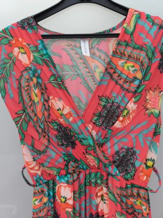 Vestido largo plisado estampado
