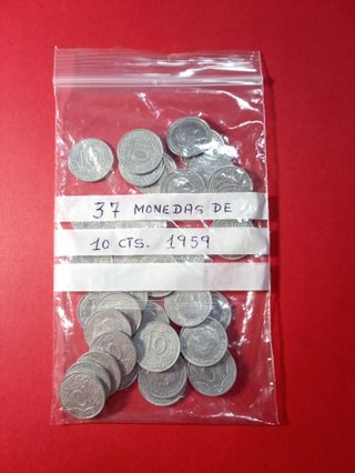 37 Monedas de 10 Cts. de pesetas 1959 Antiguas