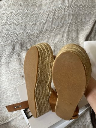 Sandalias esparto cuña marrón T.36