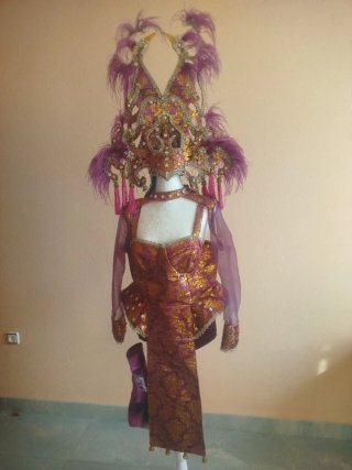 Traje Carnaval Morado Dorado