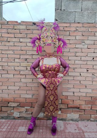 Traje Carnaval Morado Dorado