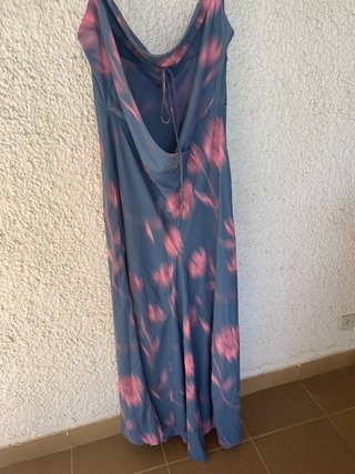 Vestido largo estampado azul y rosa