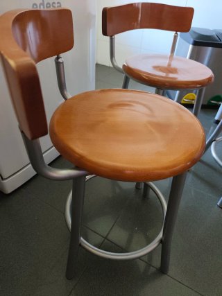 Conjunto 3 taburetes cocina madera y metal