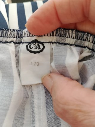 Pantalón ancho rayas azul y blanco