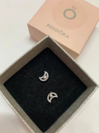 Pendientes Pandora Luna Brillantes Plata