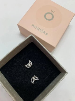 Pendientes Pandora Luna Brillantes Plata