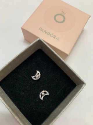 Pendientes Pandora Luna Brillantes Plata