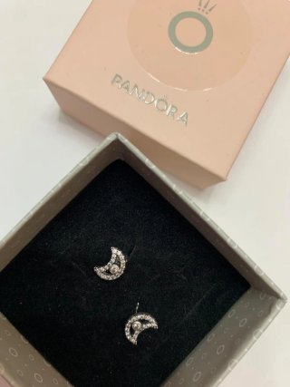Pendientes Pandora Luna Brillantes Plata