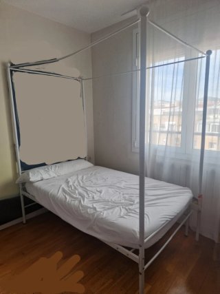 Cama dosel metálica blanca 120 cm