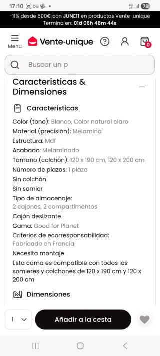 Cama KINSELIA con almacenaje