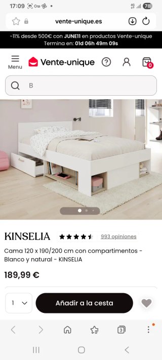 Cama KINSELIA con almacenaje