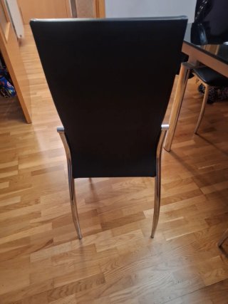 Mesa cristal de comedor negra y 6 sillas