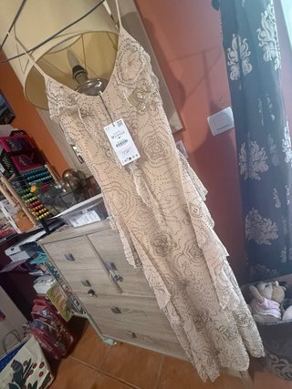 Vestido Joya Zara  M Pedrería y Volantes