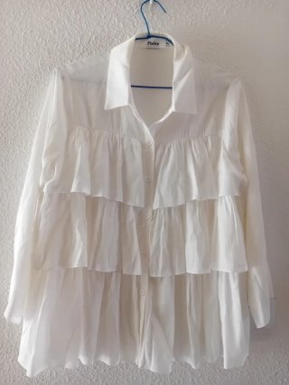Camisa Poète Blanca Volantes Talla XL