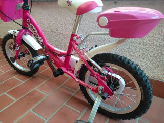 Bici bimba rosa con cestino