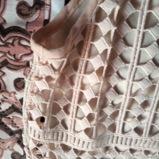 Camisa Rosa Nude Brocada sin Mangas