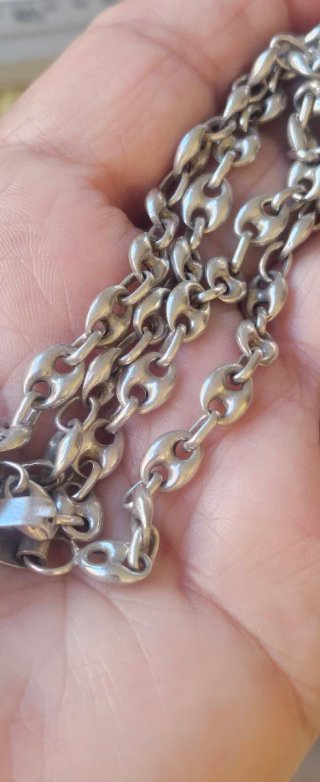 Cadena de plata maciza estilo Puffed Rice unisex