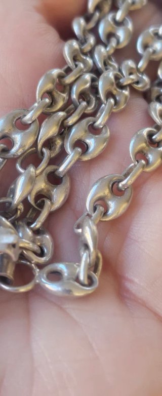 Cadena de plata maciza estilo Puffed Rice unisex