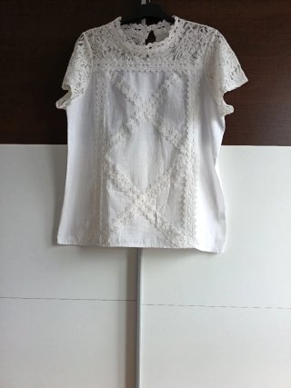 Blusa blanca de encaje talla 5XL romántica