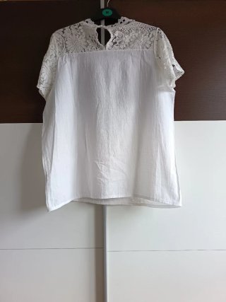 Blusa blanca de encaje talla 5XL romántica
