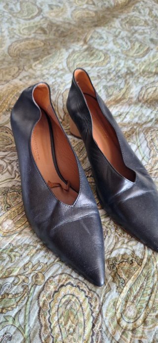 Adolfo Dominguez Zapatos Tacón Piel Negros